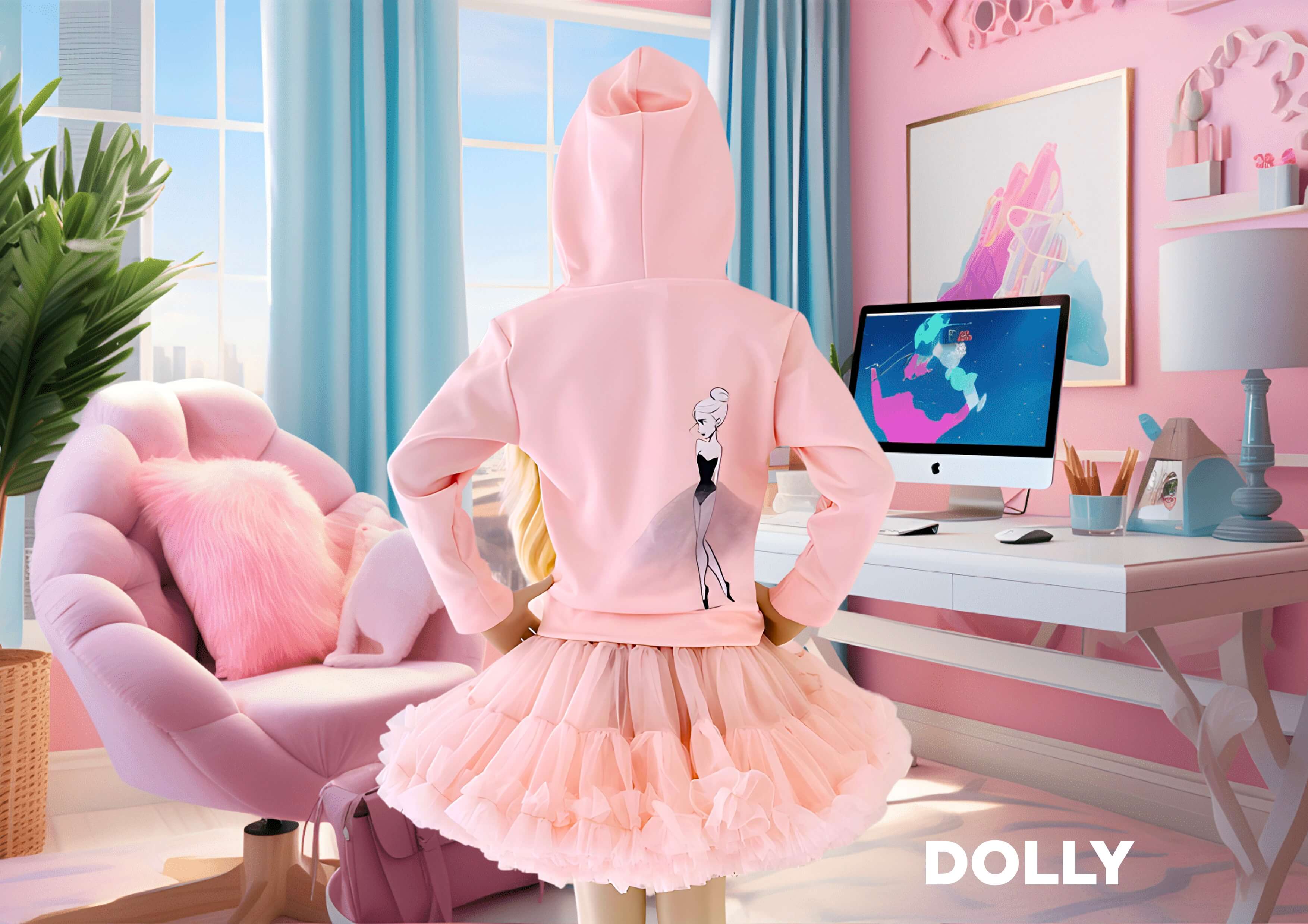 DOLLY DOODLING Ballerina Dolly pink Kids Hoodie DOLLY by Le