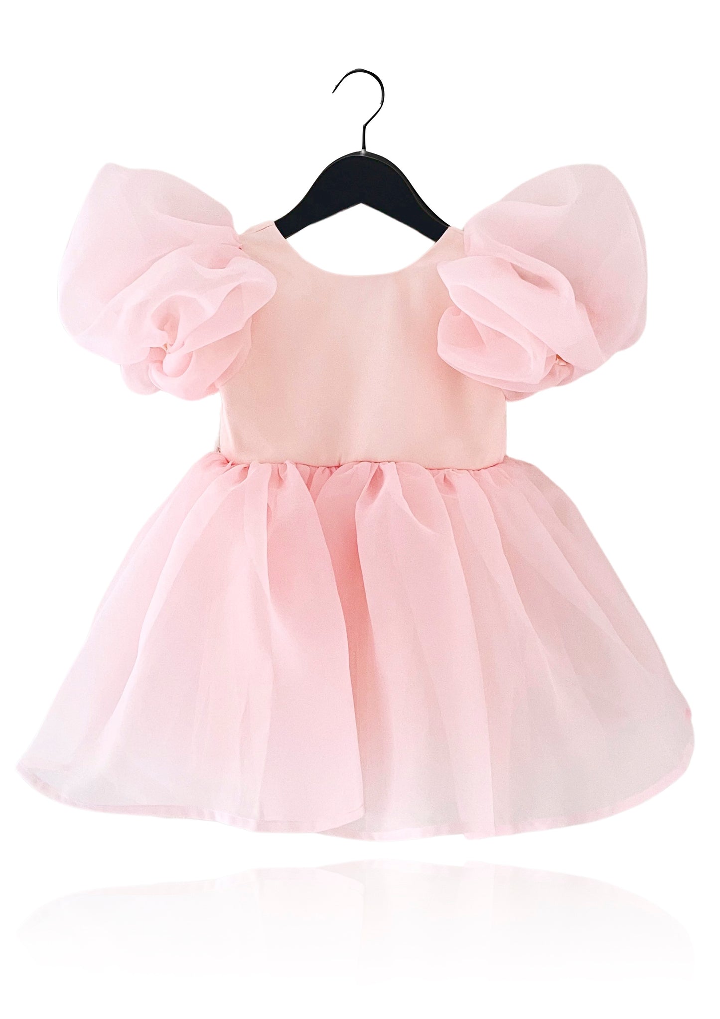 DOLLY WORLD V-BACK PUFF SLEEVE ORGANZA TUTU DRESS dollypink