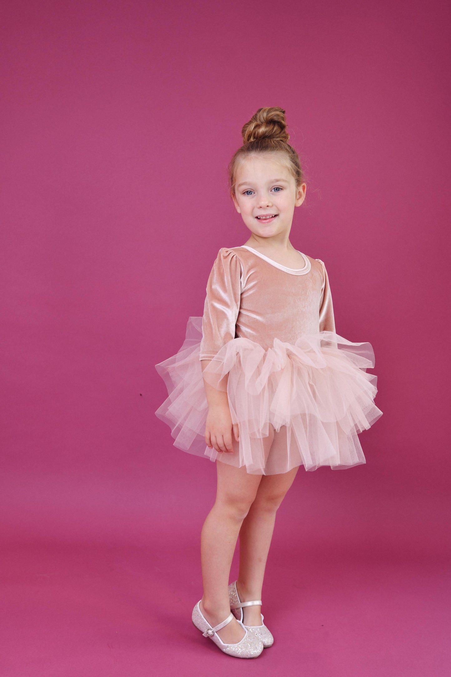 VESTIDO DE TUTU DE LEOTARD DE TERCIOPELO CON ESTRELLAS Y LUNA ⭐️ 🌙 TUL rosa ballet DOLLY®