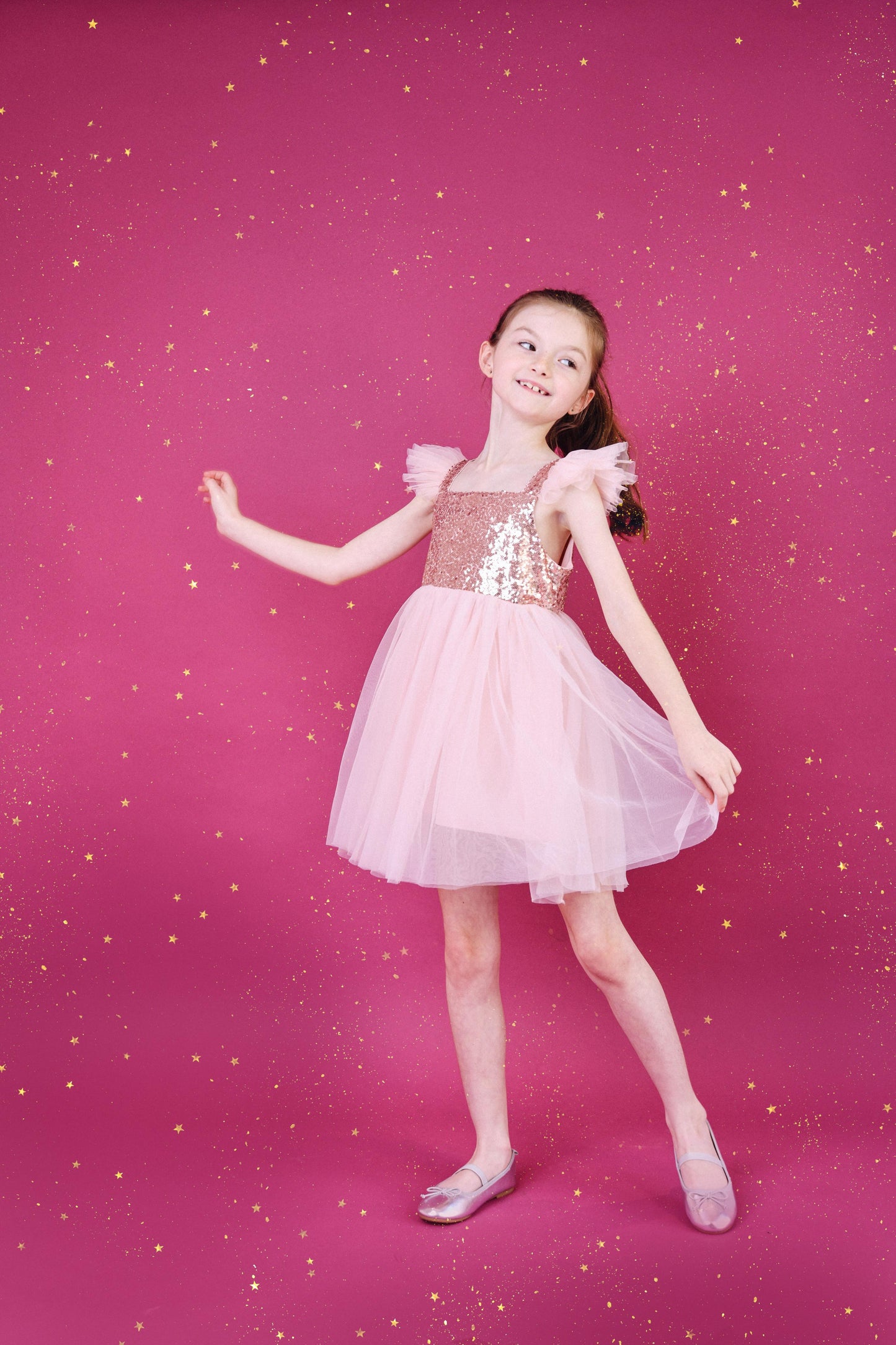 DOLLY UNIVERSE SEQUIN GLITTER GALAXY TUTU DRESS pink