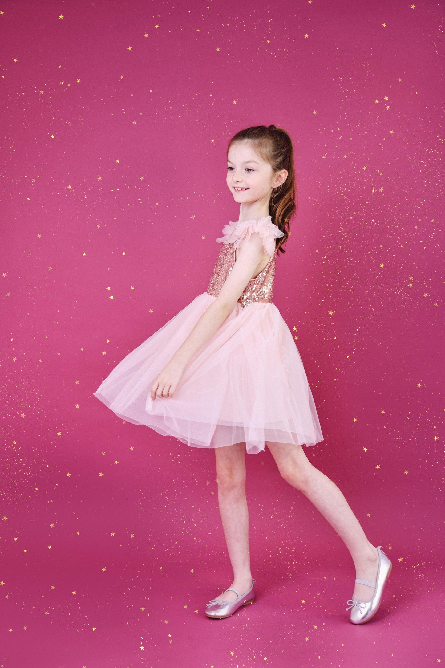 DOLLY UNIVERSE SEQUIN GLITTER GALAXY TUTU DRESS pink