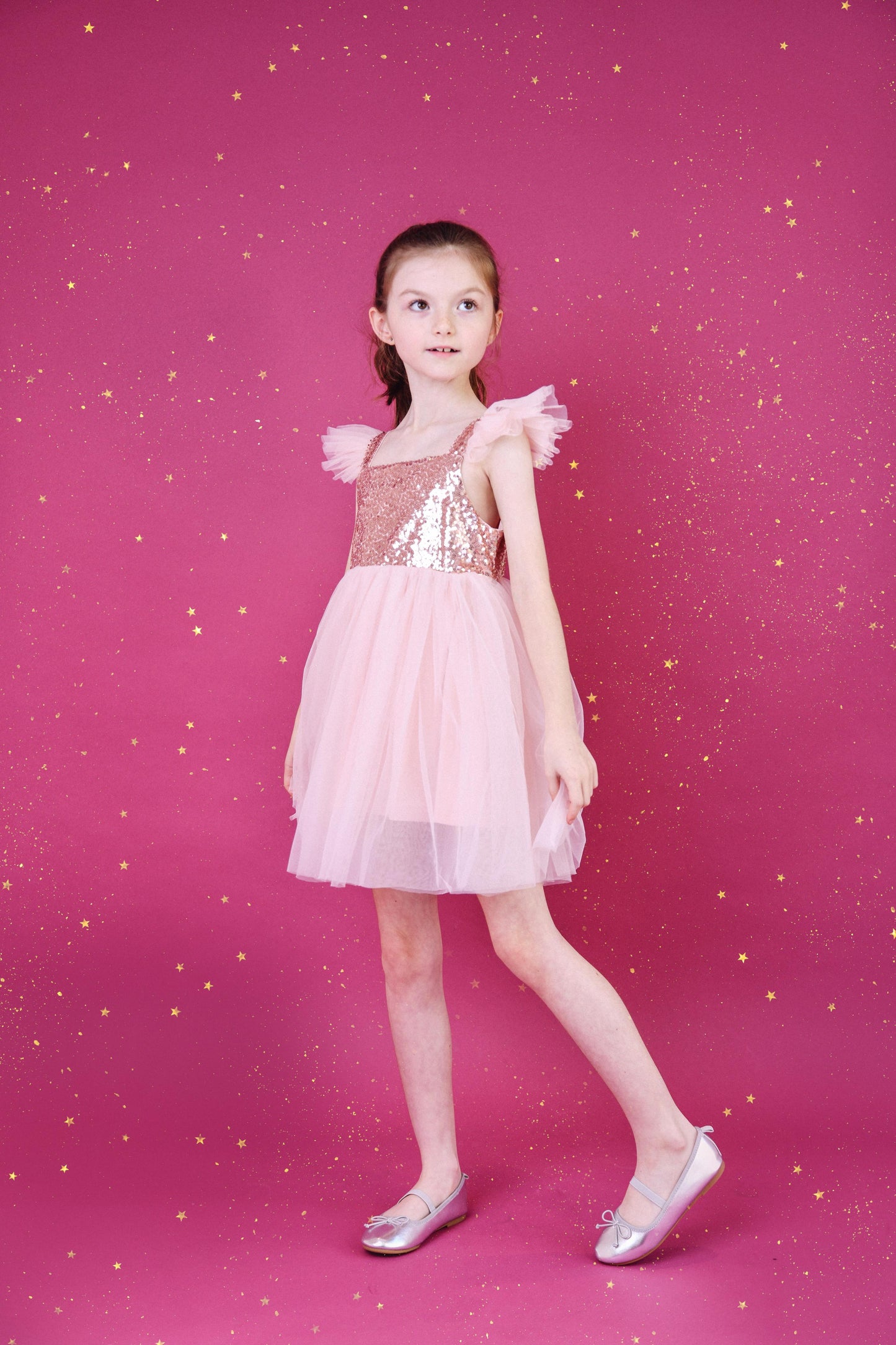 DOLLY UNIVERSE SEQUIN GLITTER GALAXY TUTU DRESS pink