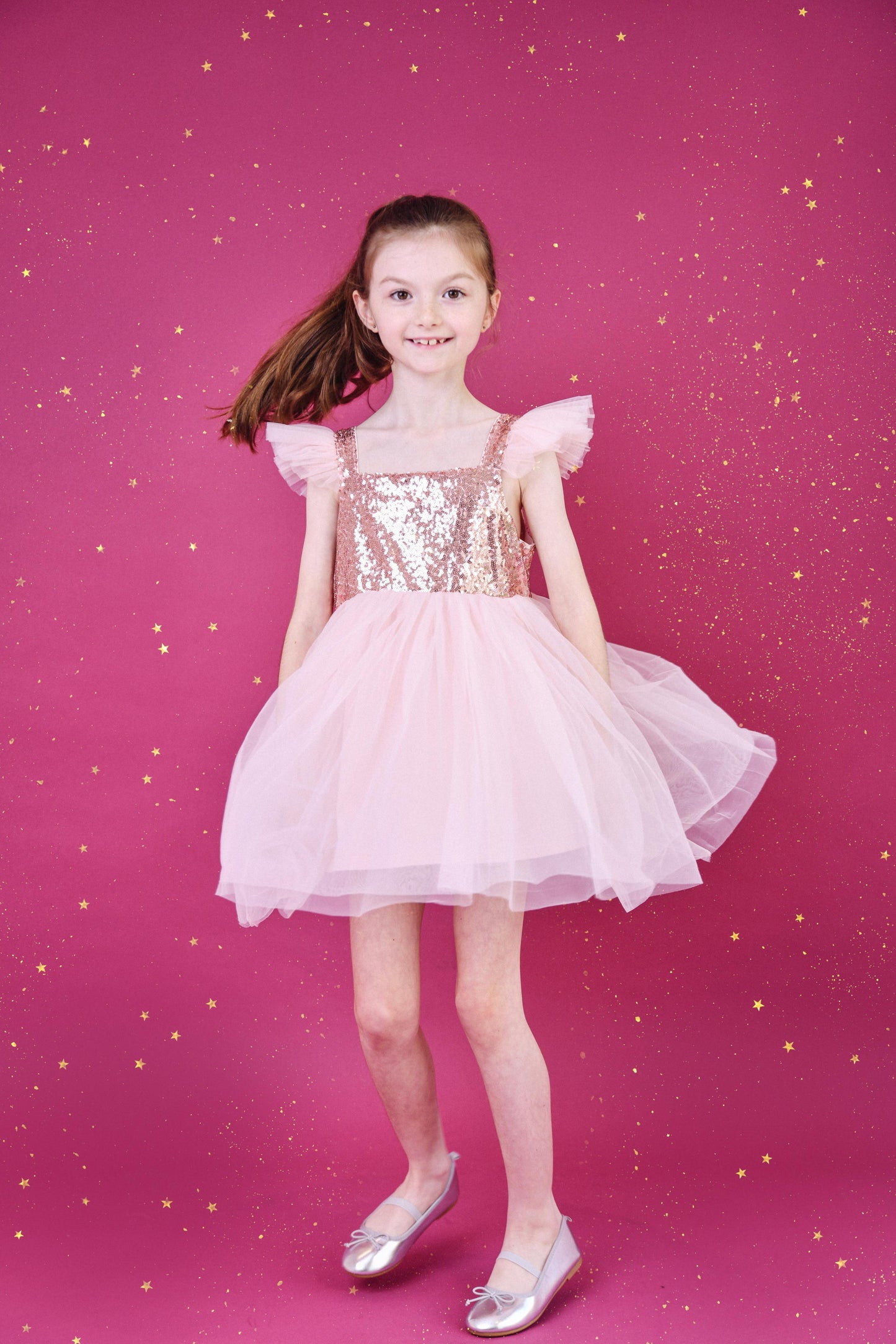 DOLLY UNIVERSE SEQUIN GLITTER GALAXY TUTU DRESS pink