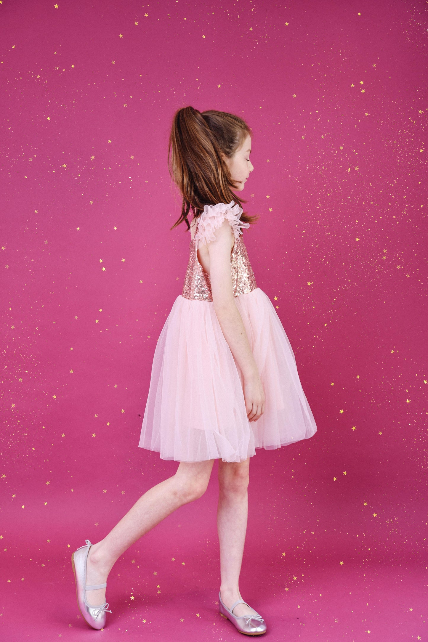 DOLLY UNIVERSE SEQUIN GLITTER GALAXY TUTU DRESS pink