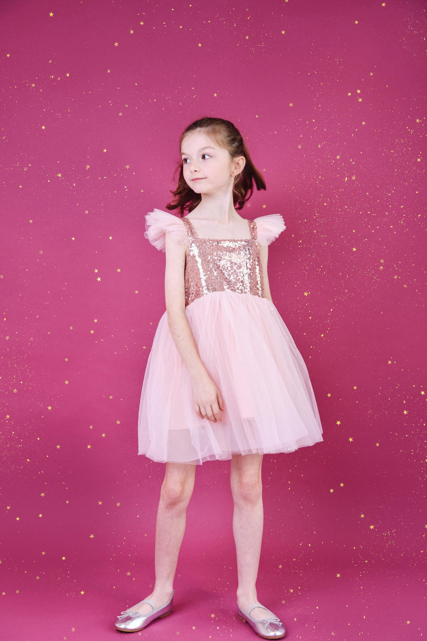 DOLLY UNIVERSE SEQUIN GLITTER GALAXY TUTU DRESS pink