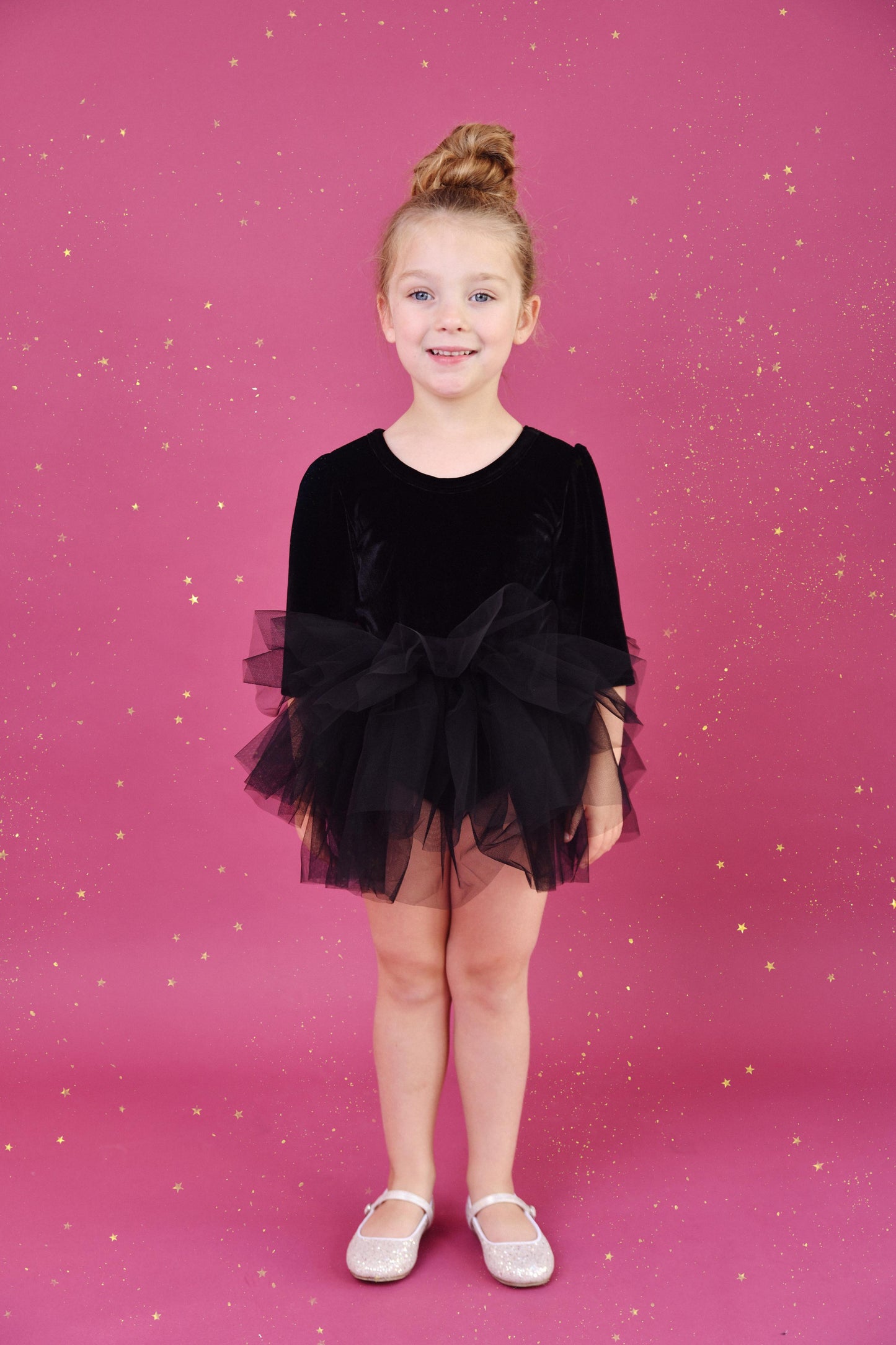 VESTIDO DE TUTU DE LEOTARD DE TERCIOPELO CON ESTRELLAS Y LUNA ⭐️ 🌙 TUL rosa ballet DOLLY®