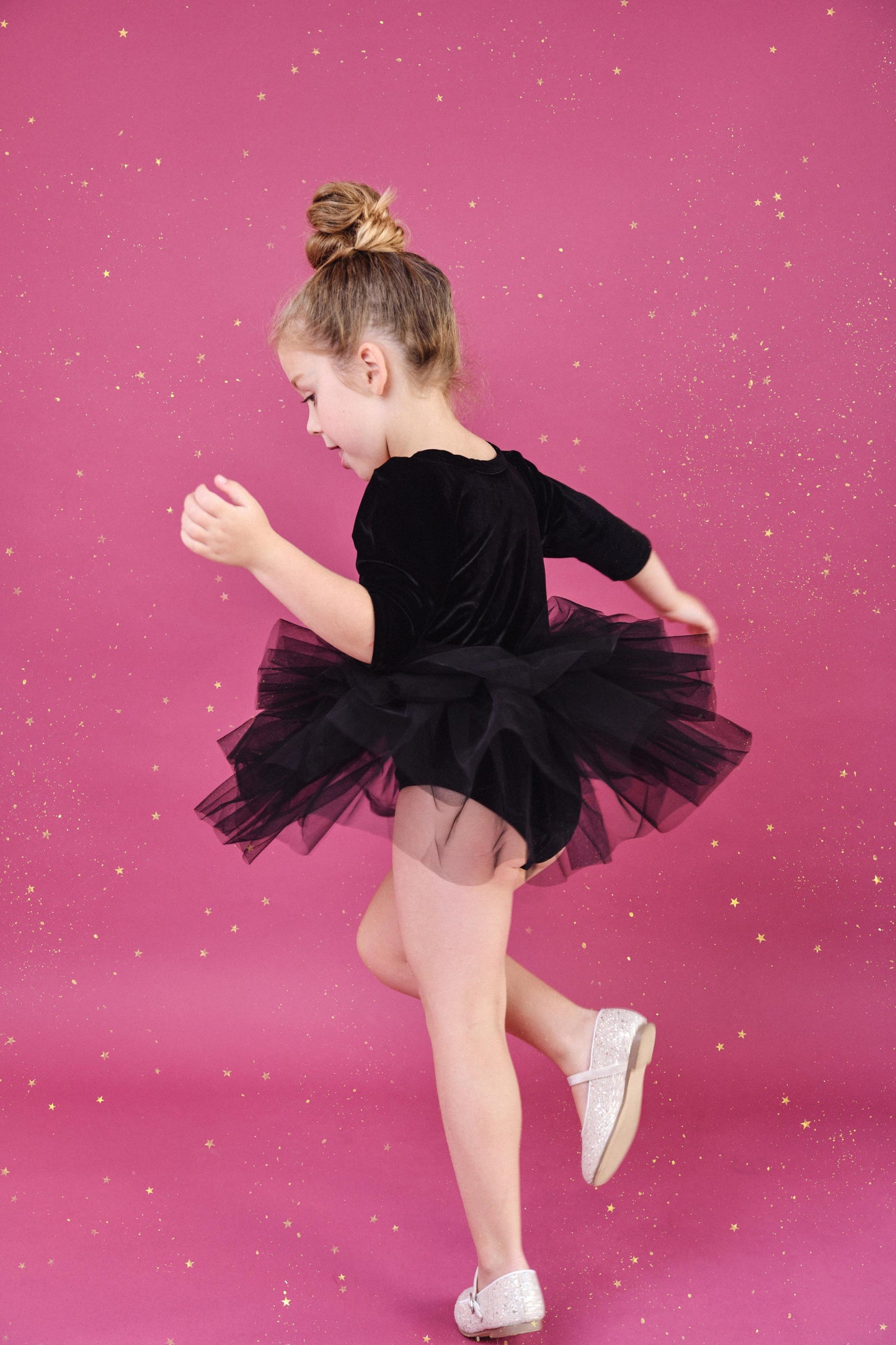 VESTIDO DE TUTU DE LEOTARD DE TERCIOPELO CON ESTRELLAS Y LUNA ⭐️ 🌙 TUL rosa ballet DOLLY®