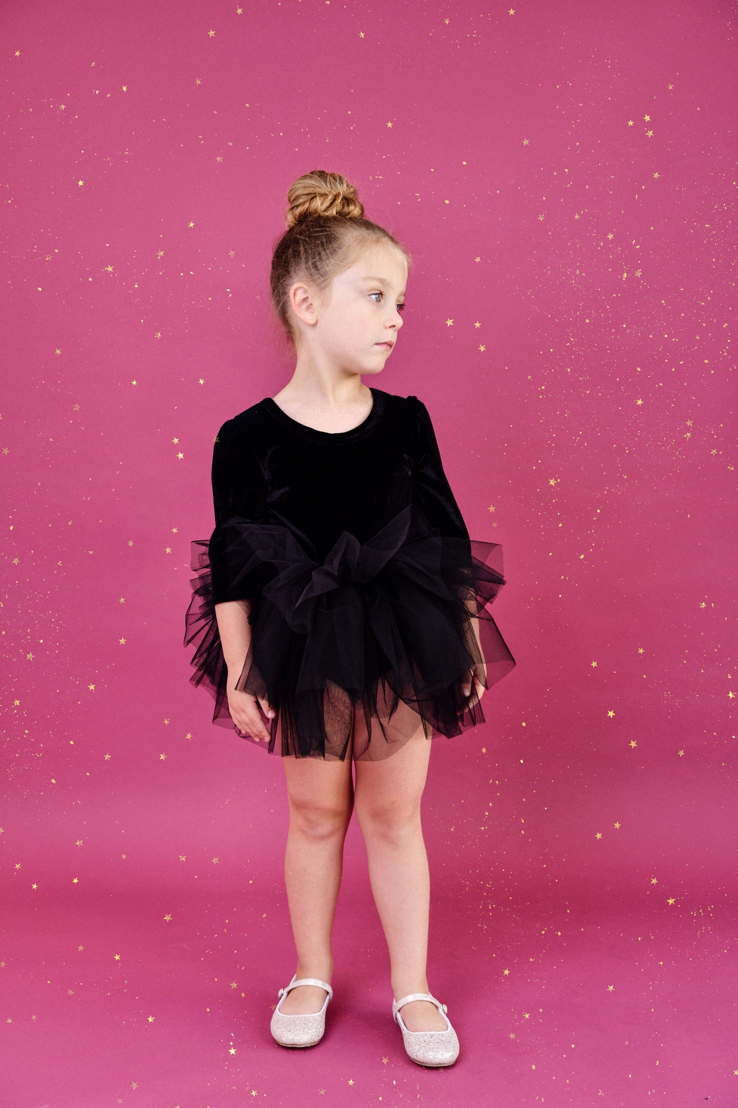 VESTIDO DE TUTU DE LEOTARD DE TERCIOPELO CON ESTRELLAS Y LUNA ⭐️ 🌙 TUL rosa ballet DOLLY®