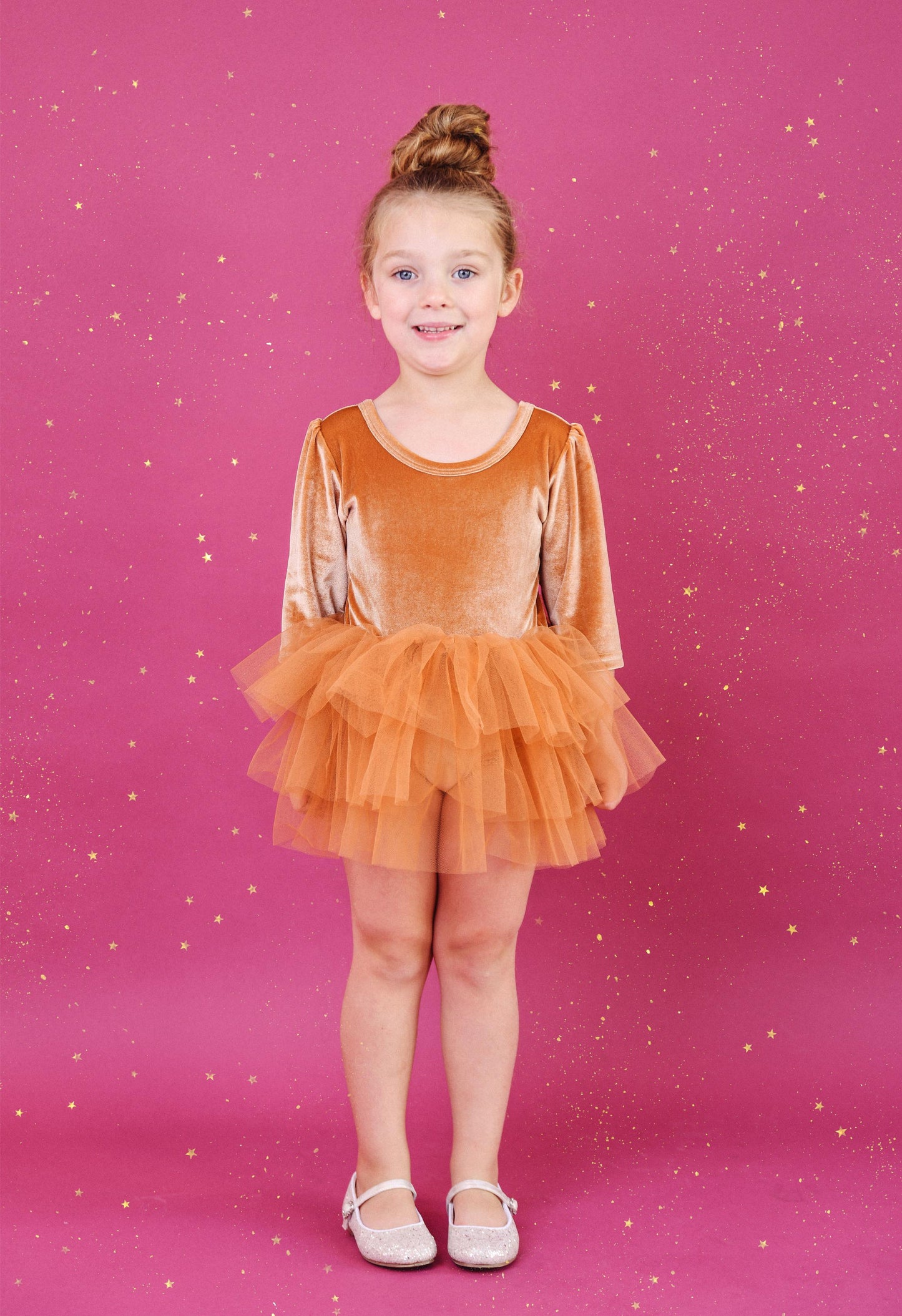 VESTIDO DE TUTU DE LEOTARD DE TERCIOPELO CON ESTRELLAS Y LUNA ⭐️ 🌙 TUL rosa ballet DOLLY®