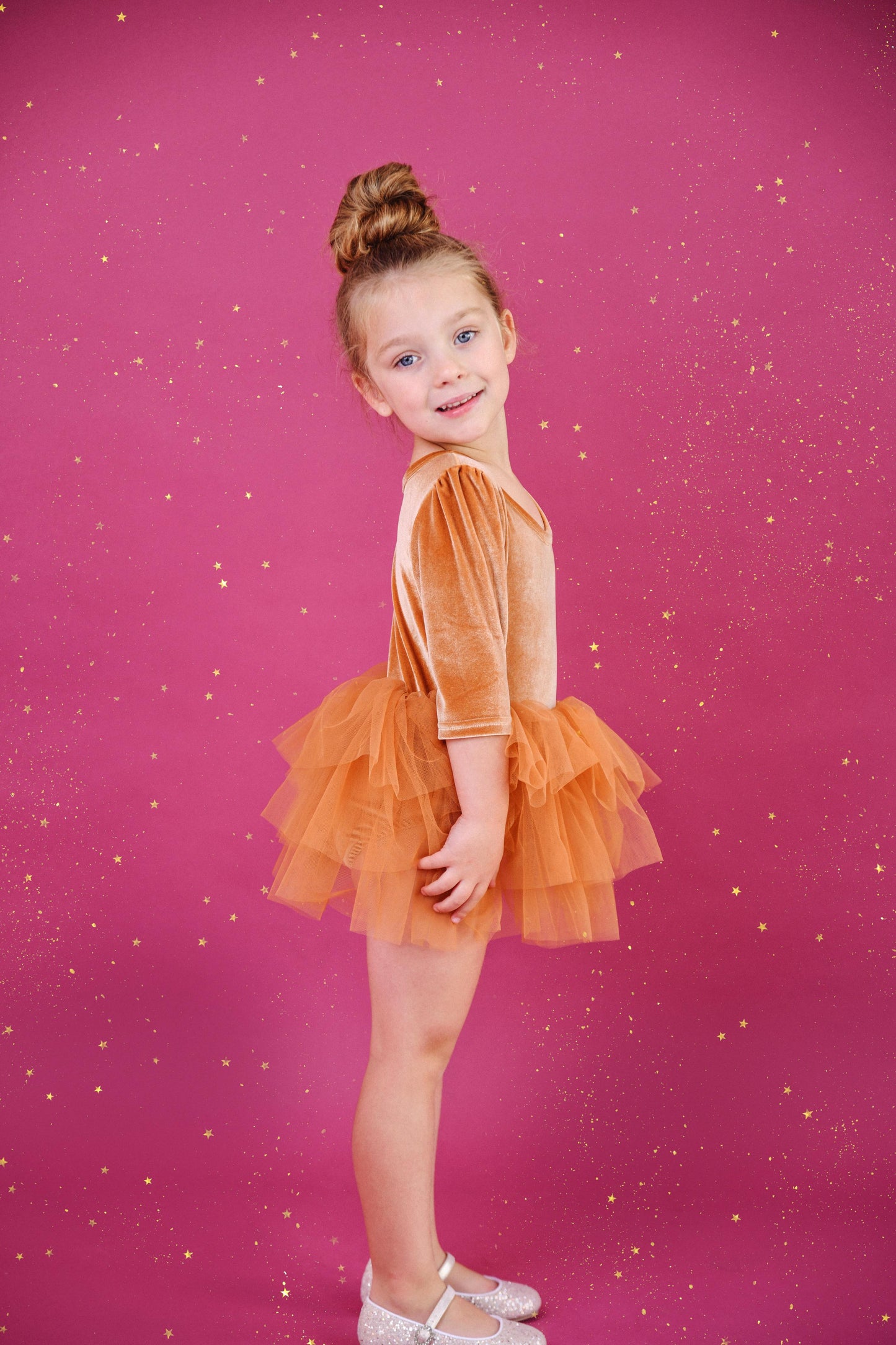 VESTIDO DE TUTU DE LEOTARD DE TERCIOPELO CON ESTRELLAS Y LUNA ⭐️ 🌙 TUL rosa ballet DOLLY®