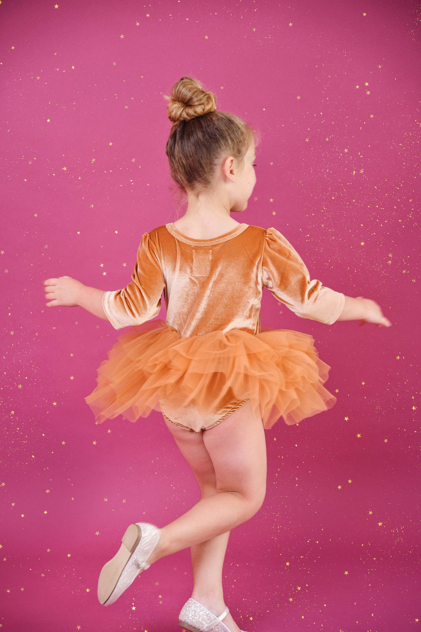 VESTIDO DE TUTU DE LEOTARD DE TERCIOPELO CON ESTRELLAS Y LUNA ⭐️ 🌙 TUL rosa ballet DOLLY®