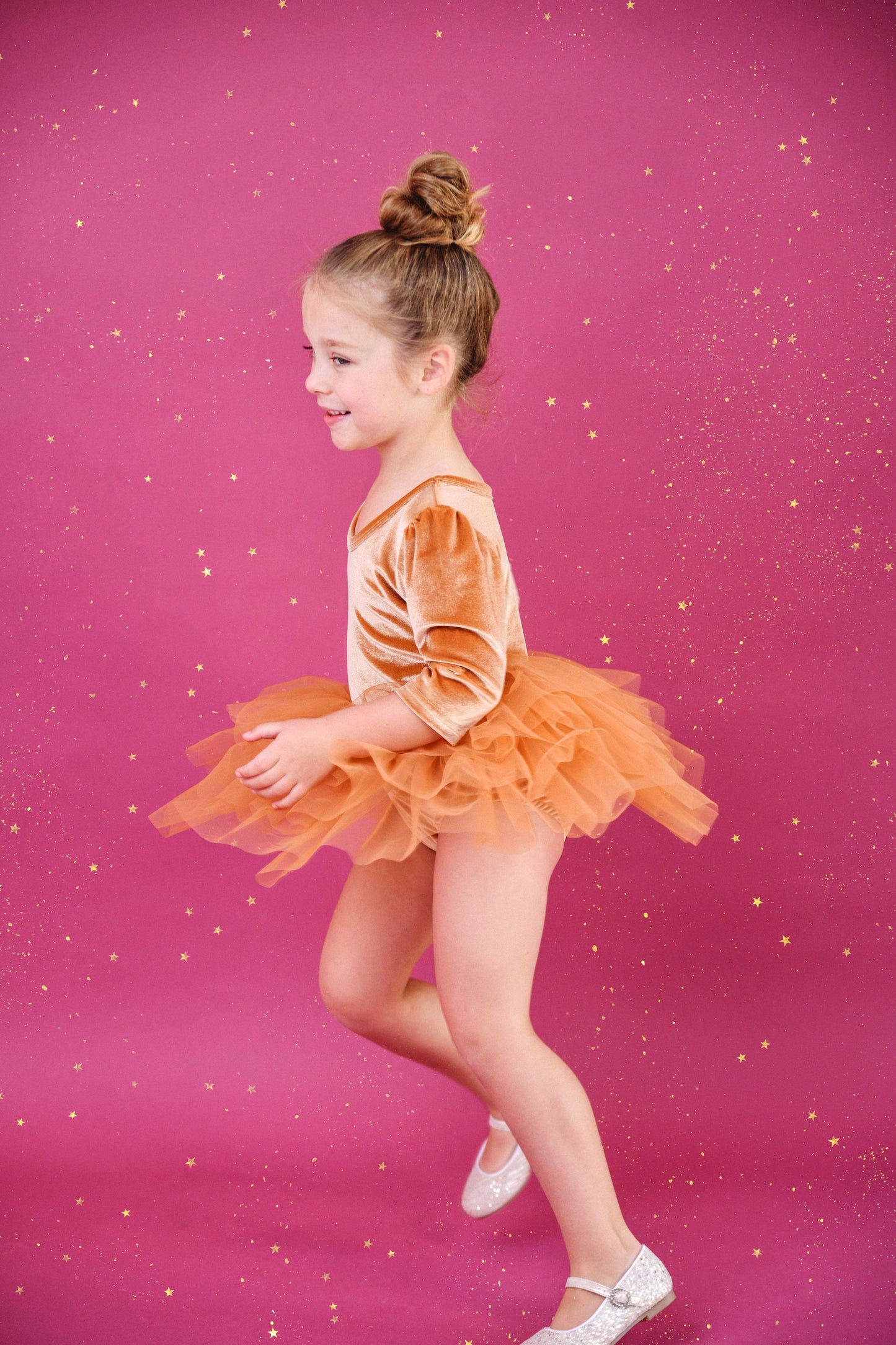 VESTIDO DE TUTU DE LEOTARD DE TERCIOPELO CON ESTRELLAS Y LUNA ⭐️ 🌙 TUL rosa ballet DOLLY®