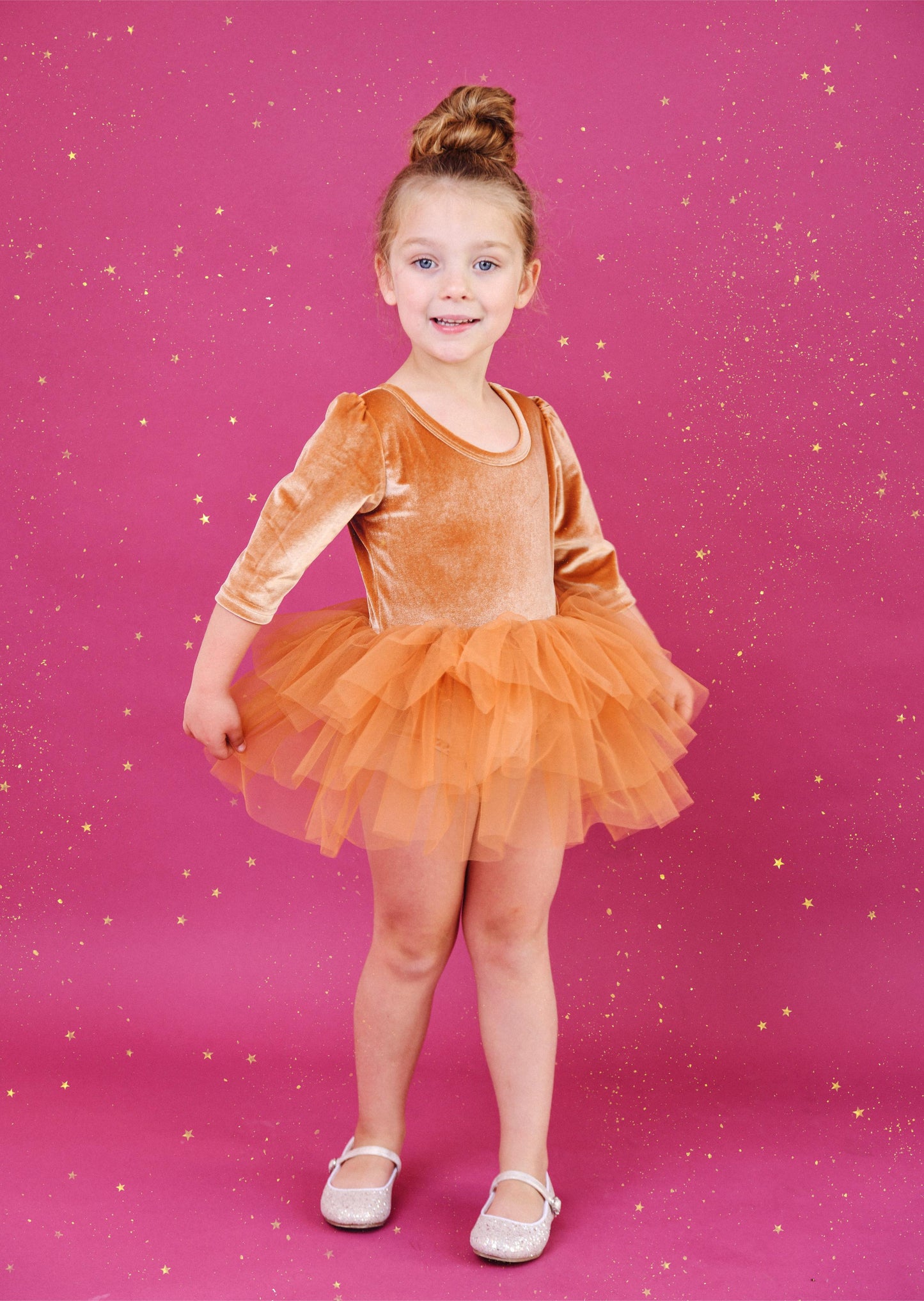 VESTIDO DE TUTU DE LEOTARD DE TERCIOPELO CON ESTRELLAS Y LUNA ⭐️ 🌙 TUL rosa ballet DOLLY®