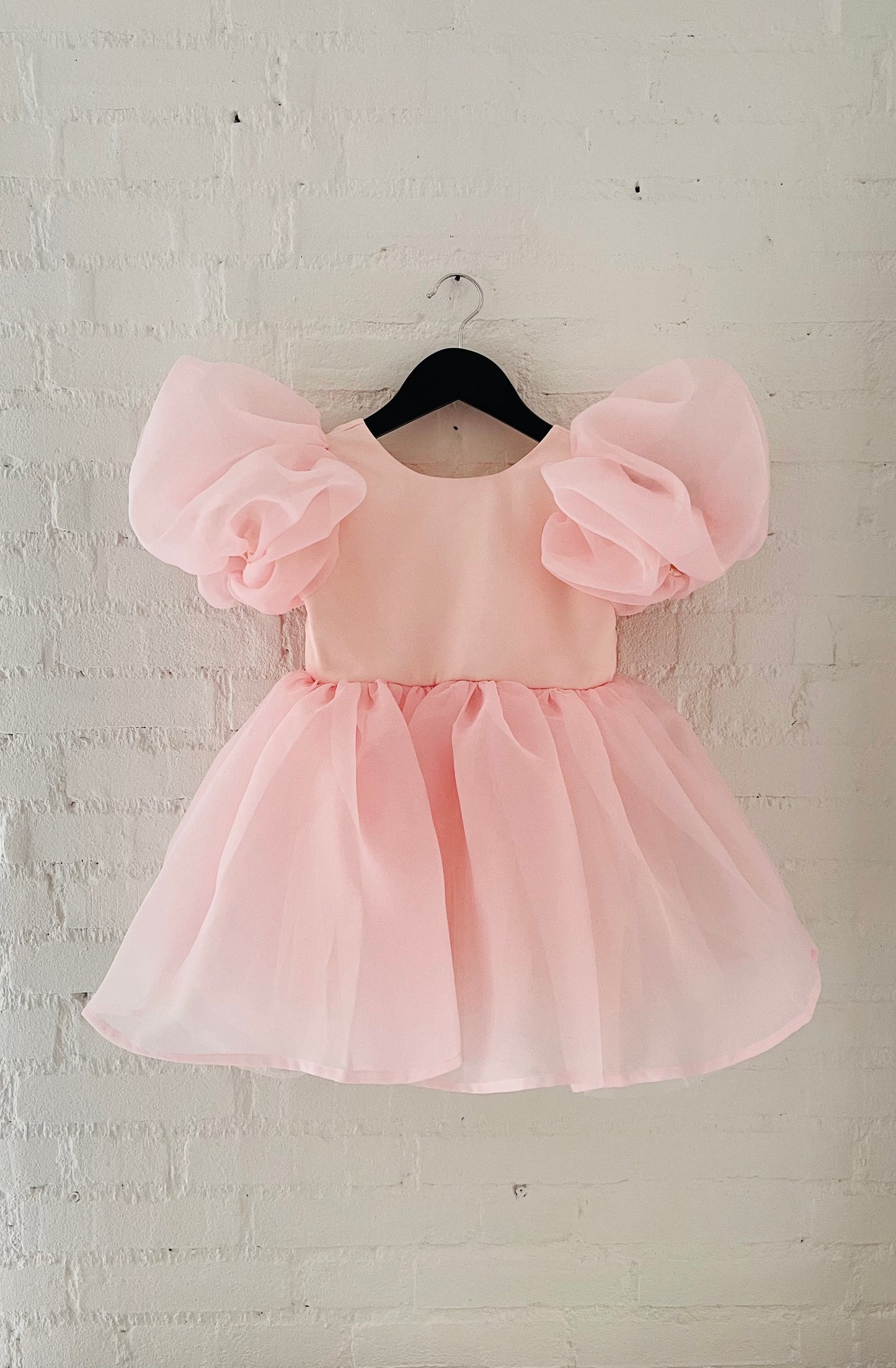 DOLLY WORLD V-BACK PUFF SLEEVE ORGANZA TUTU DRESS dollypink