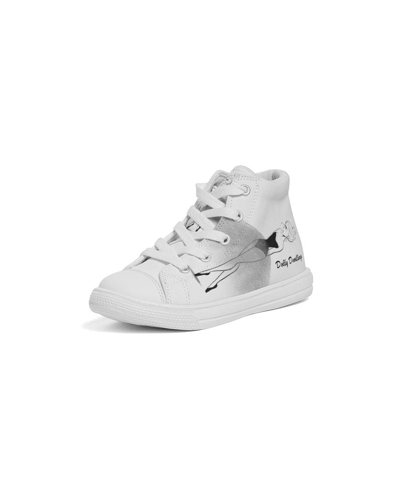 DOLLY DOODLING Ballerina White Kids Hightop Canvas Shoe DOLLY by Le Petit Tom