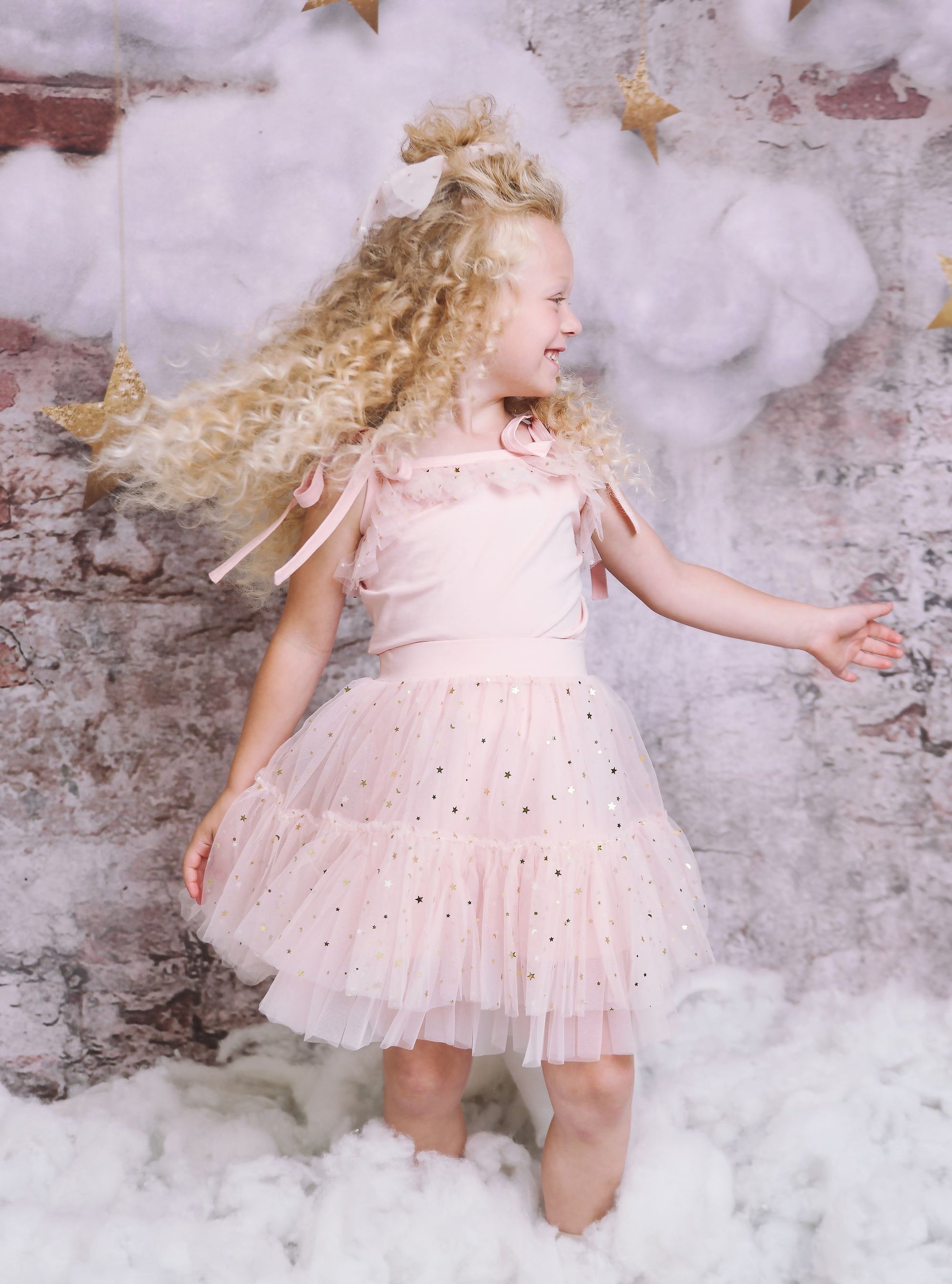DOLLY® COTTON LEGGINGS WITH STARS & MOON ⭐️ 🌙 TULLE ballet pink – DOLLY by  Le Petit Tom ®